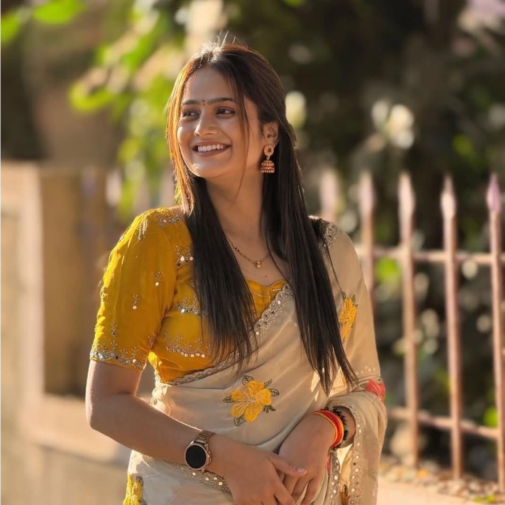 Mustard Yellow Embroidery work saree with mirror work Blouse perfect for summer